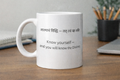 Rooted Faith Hindu Mug – Know yourself - and you will know the divine